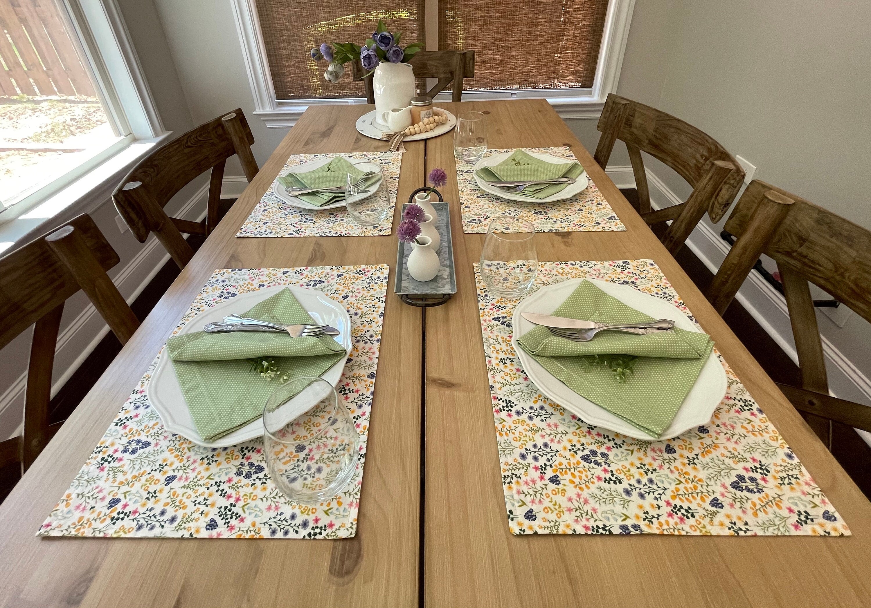 Placemats Set Reversible Placemat Set Spring Placemats Etsy