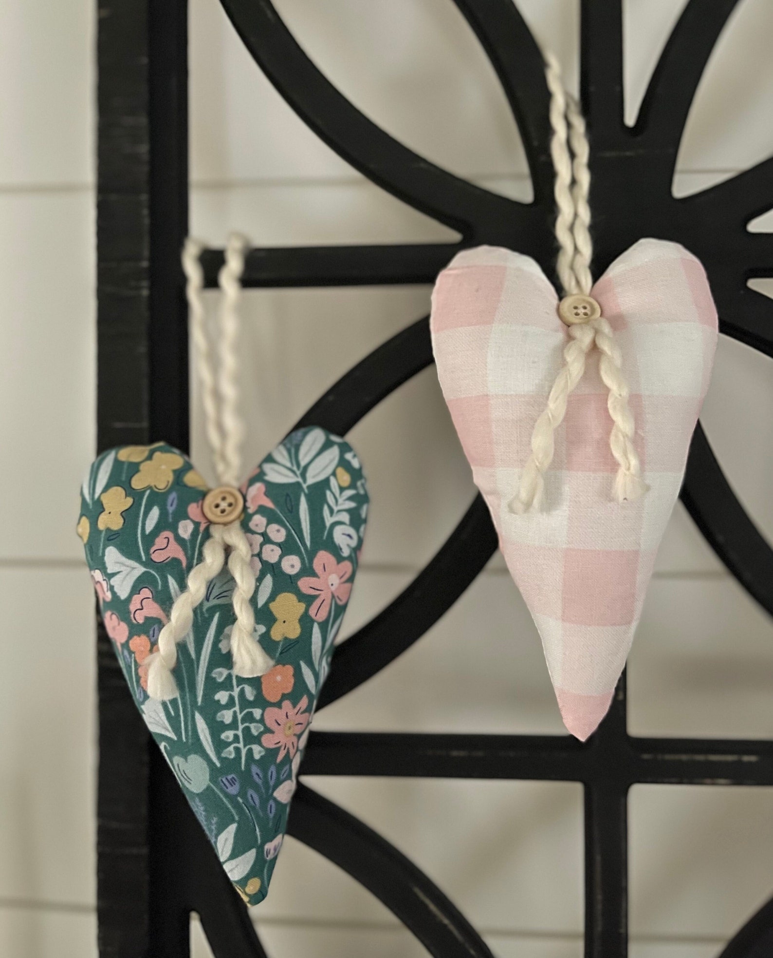 Hanging Fabric Heart, Stuffed Fabric Hearts for Valentine's Decor