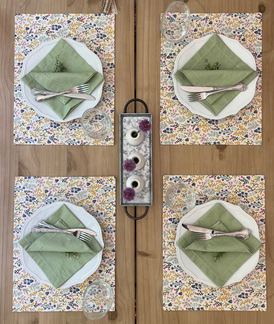 Placemats Set Reversible Placemat Set Spring Placemats Etsy