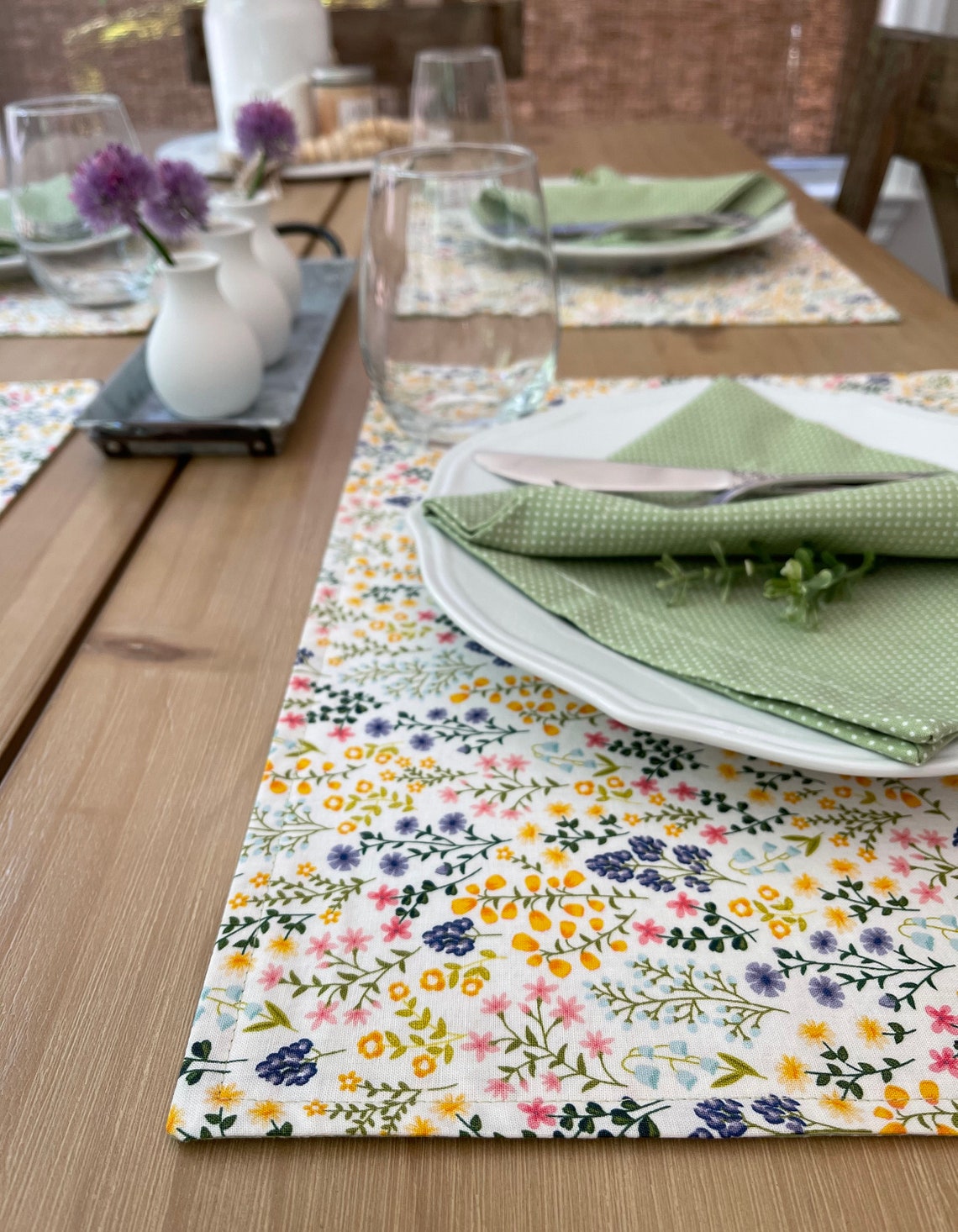 Placemats Set Reversible Placemat Set Spring Placemats Etsy
