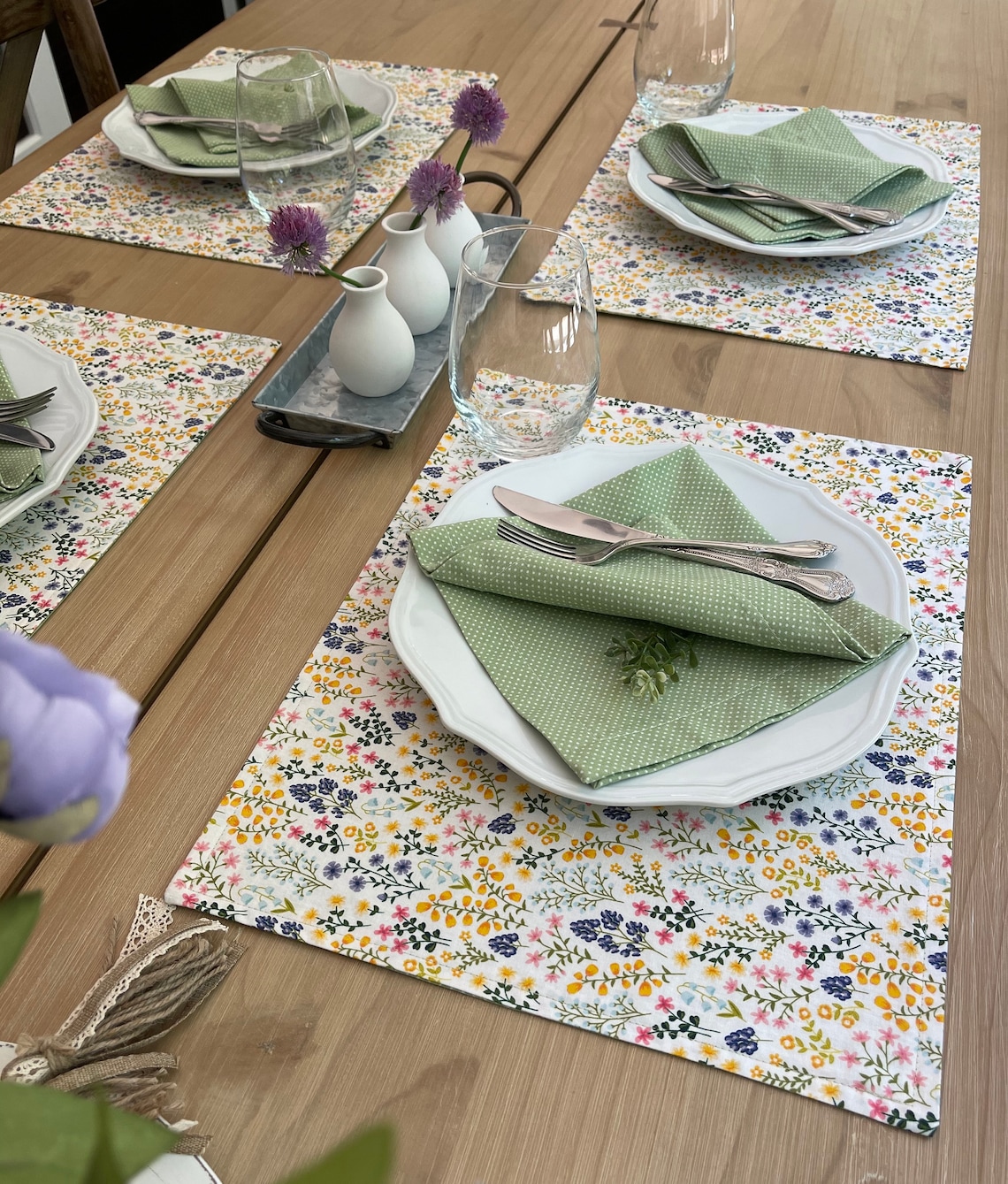 Placemats Set Reversible Placemat Set Spring Placemats Etsy