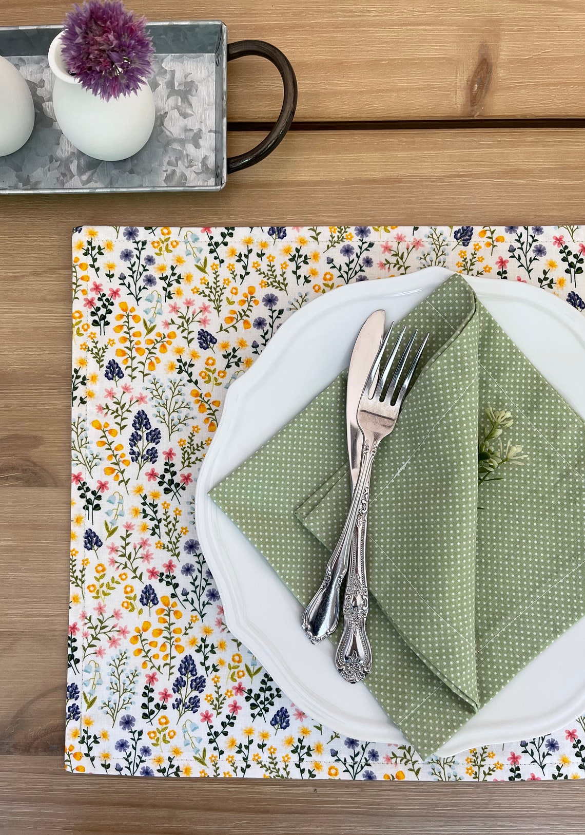 Placemats Set Reversible Placemat Set Spring Placemats Etsy