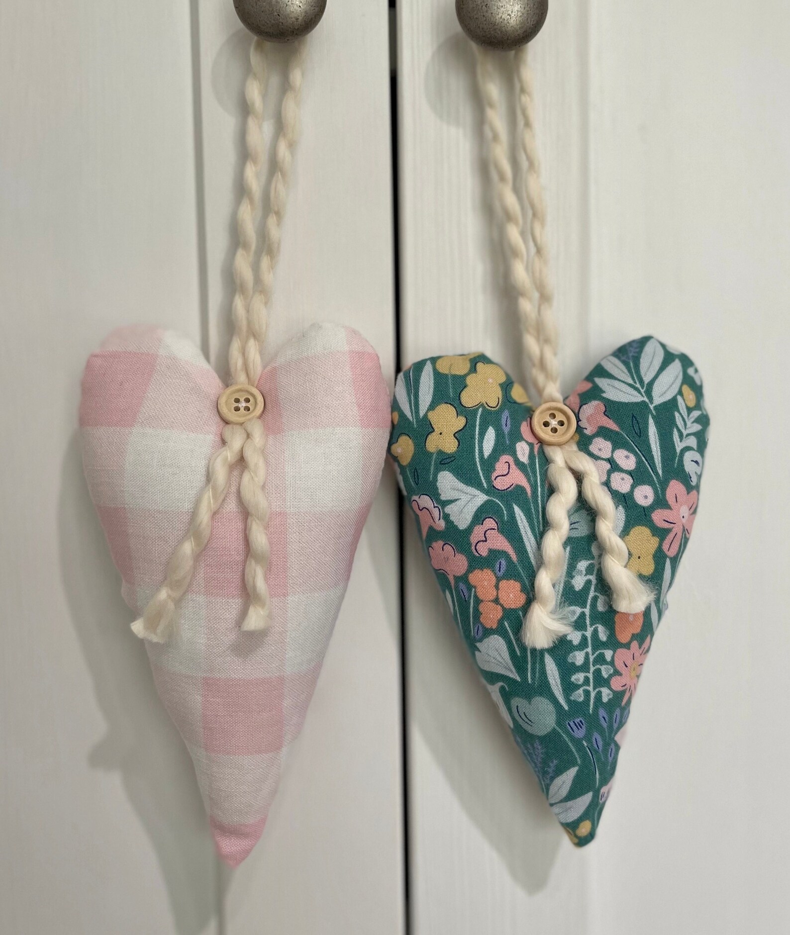 Hanging Fabric Heart, Stuffed Fabric Hearts for Valentine's Decor