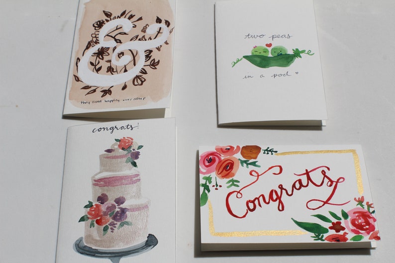 Watercolor Wedding Congrats Cards