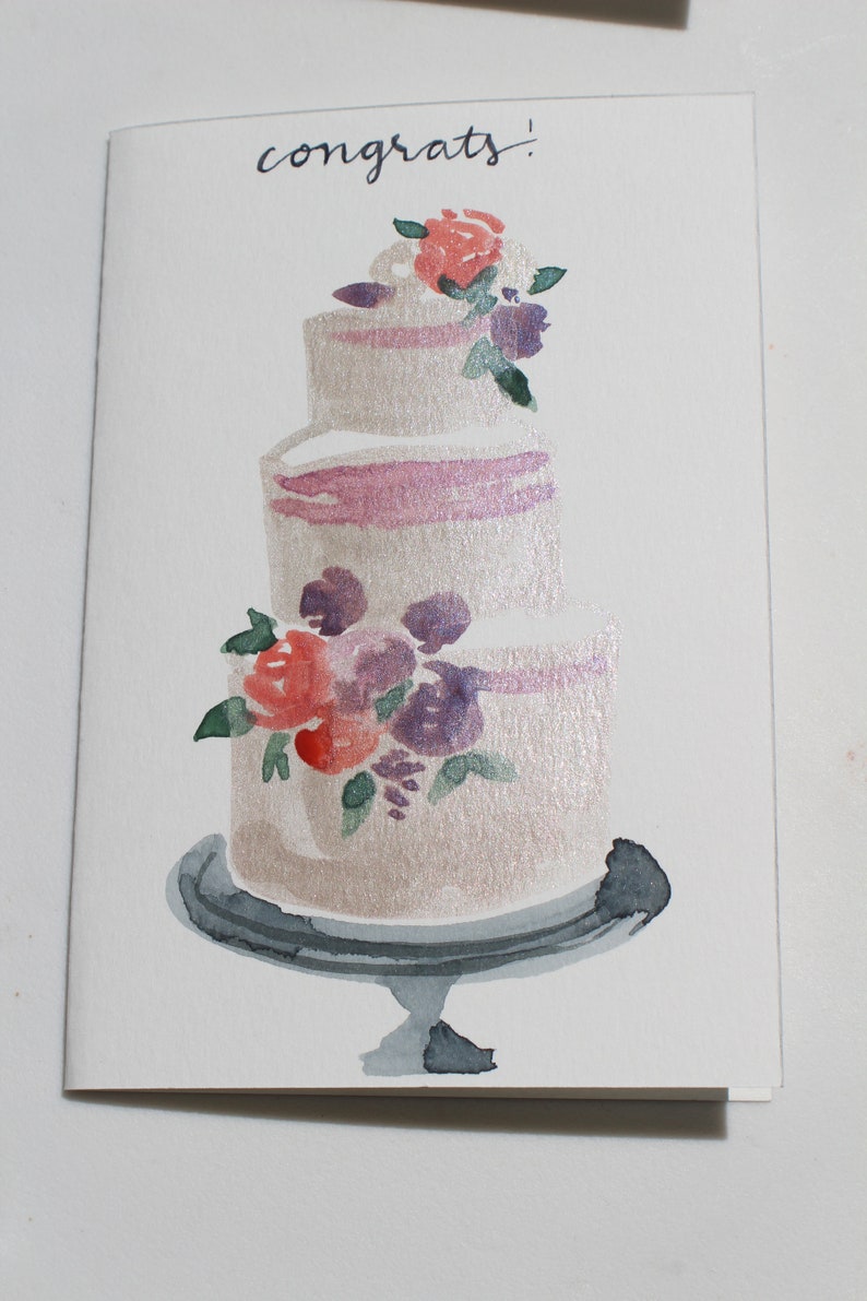 Watercolor Wedding Congrats Cards