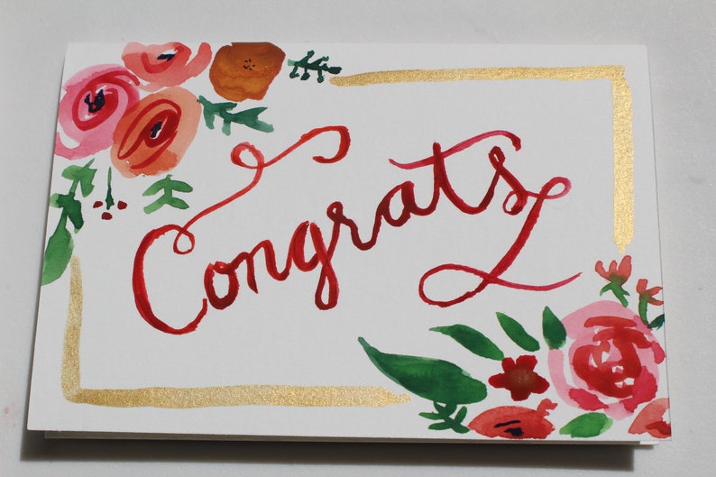 Watercolor Wedding Congrats Cards