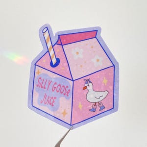 Pegatina holográfica de jugo de ganso tonto // pegatina de vinilo troquelada