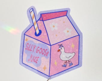 Silly Goose Juice Sticker Holographic // vinyl sticker, die-cut