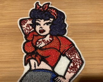 Embroidered Retro Seductive Tatooed Pin-Up Girl Tatooed Style Patch by Twistedstitcher 2018 Located in Abbotsford BC Canada