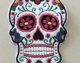 Embroidered Floral Sugar Skull Sew/Iron-On Patch 4” x 6 “ Inches by Twistedstitcher 2018 Located in Abbotsford BC Canada