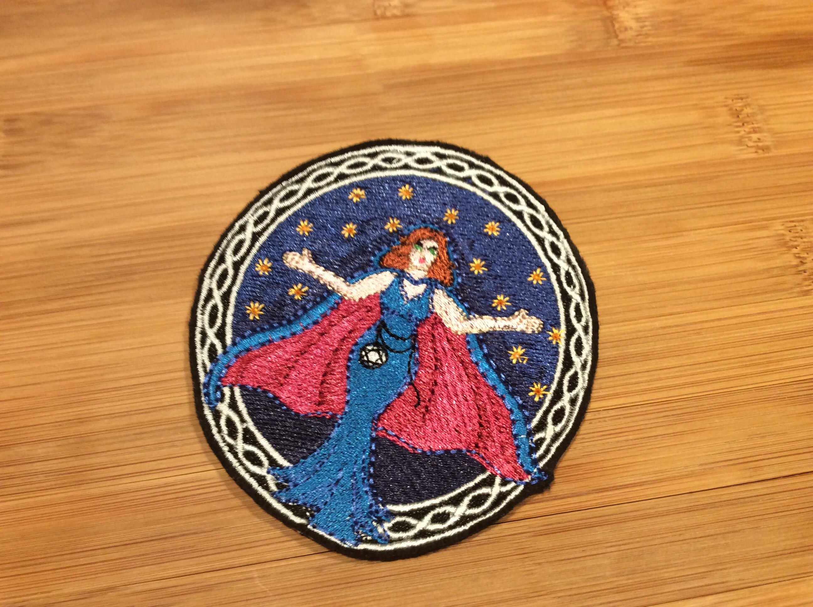 Embroidered Mystical Sorceress Sew/Iron-On Patch Celtic Border 2 Sizes Available by Twistedstitcher 2018 Located in Abbotsford BC Canada - Thumbnail 7