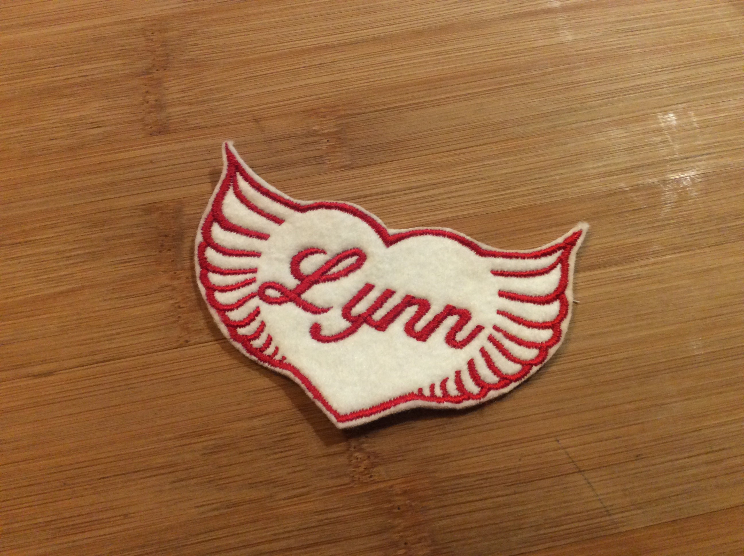 Embroidered Winged Heart Name Tag Sew/Iron-On Style Patch, Any Name Any Color Name Patch by TwistedStitcher 2018 in Abbotsford BC Canada - Thumbnail 4