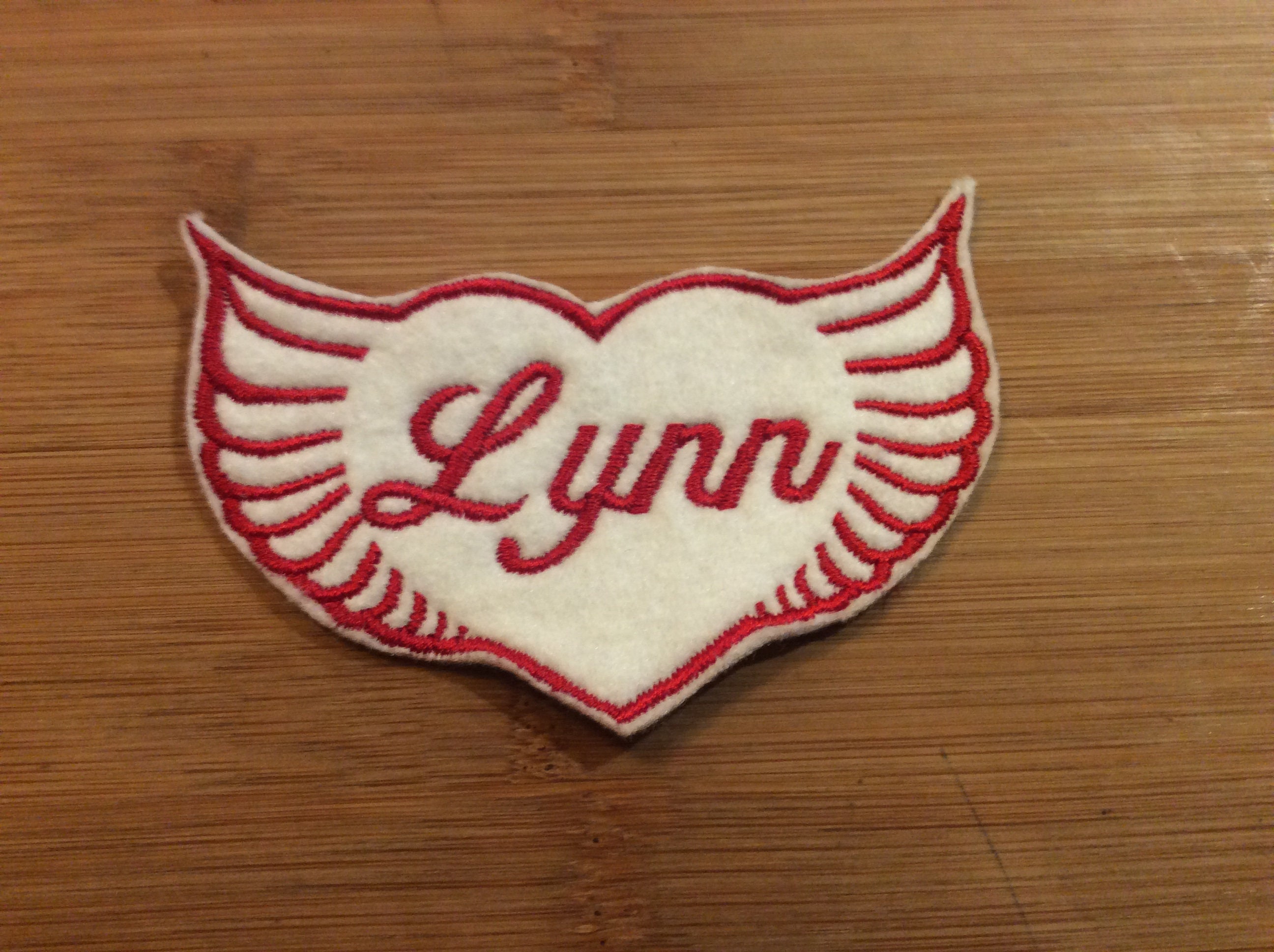 Embroidered Winged Heart Name Tag Sew/Iron-On Style Patch, Any Name Any Color Name Patch by TwistedStitcher 2018 in Abbotsford BC Canada