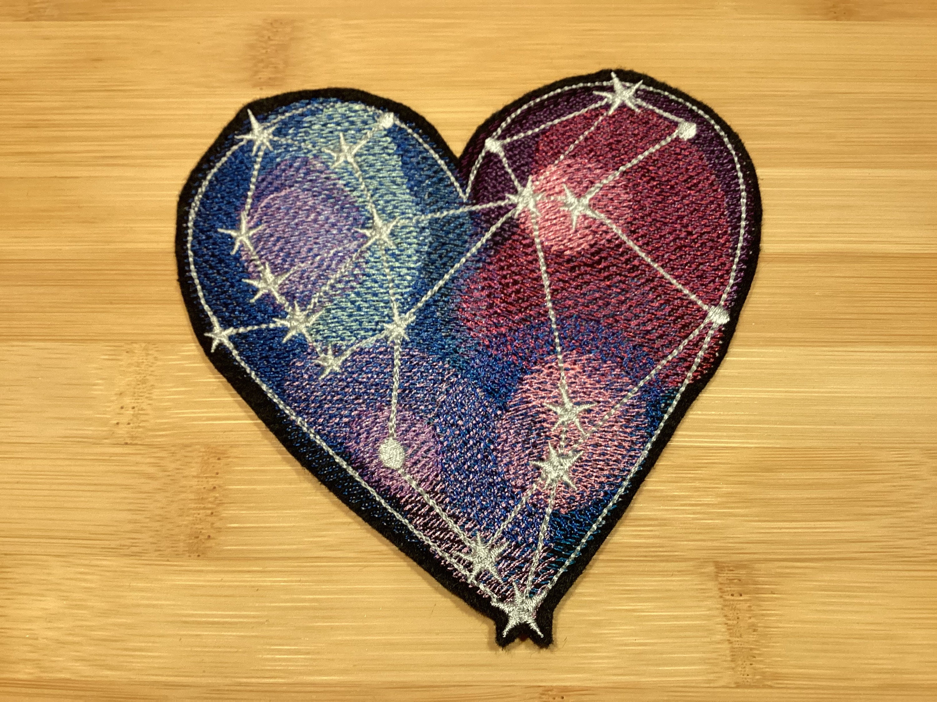 Embroidered Galactic Galaxy Universe Heart Sew/Iron-On Patch by Twistedstitcher 2018 Located in Abbotsford BC Canada