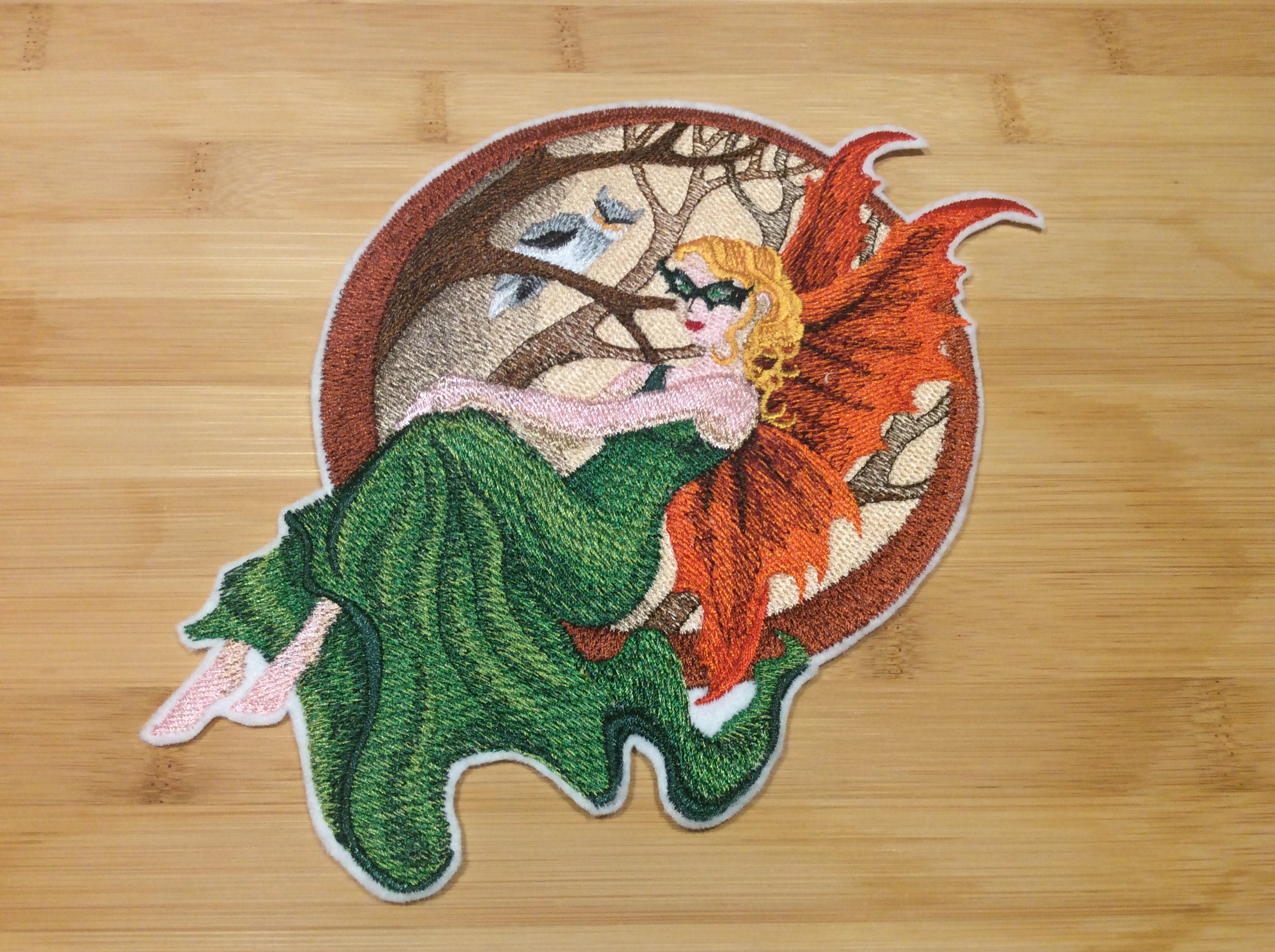 Embroidered Masquerade Fae Fairy with Mask Sew/Iron-On 8.23” x 5.78” inches by Twistedstitcher 2018 Located in Abbotsford BC Canada - Thumbnail 7