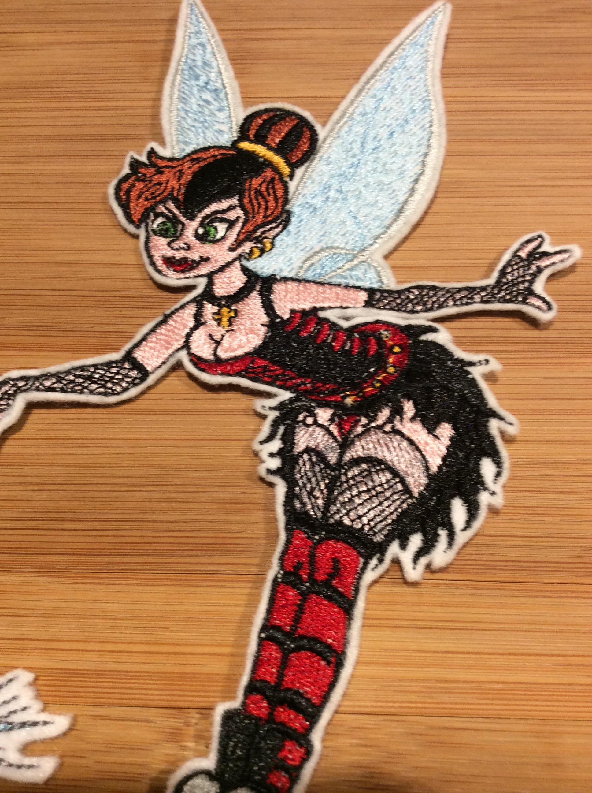 Embroidered Gothic Winged Fairy with Magic Wand Patch Sew/Iron-On 10” x 6.25” inches by Twistedstitcher 2018 Located in Abbotsford BC Canada - Thumbnail 7