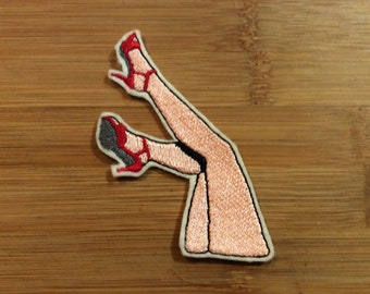 Embroidered Sexy Legs Pin-Up Patch 2 Skintones Available by Twistedstitcher 2018 Located in Abbotsford BC Canada