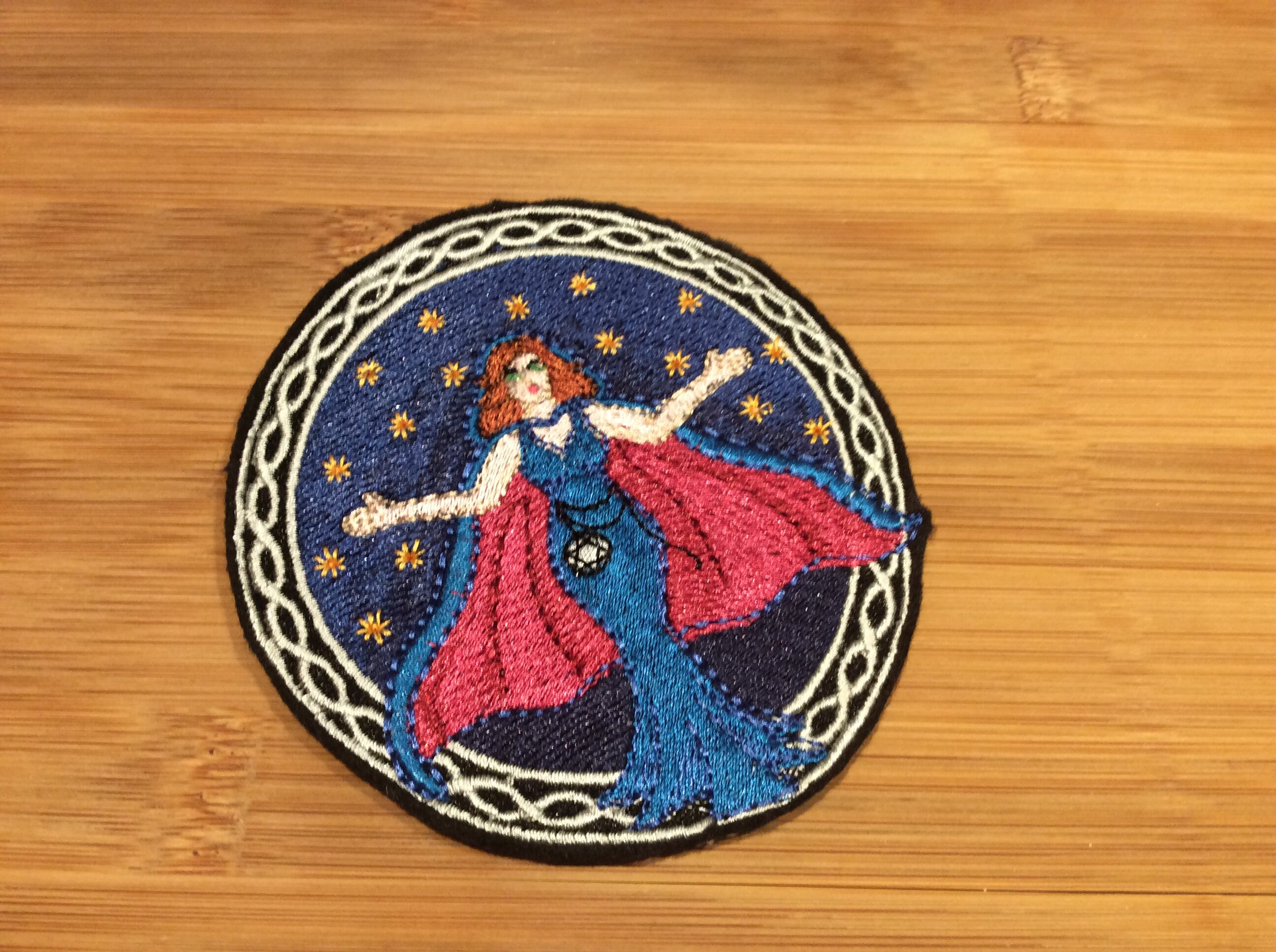 Embroidered Mystical Sorceress Sew/Iron-On Patch Celtic Border 2 Sizes Available by Twistedstitcher 2018 Located in Abbotsford BC Canada - Thumbnail 6