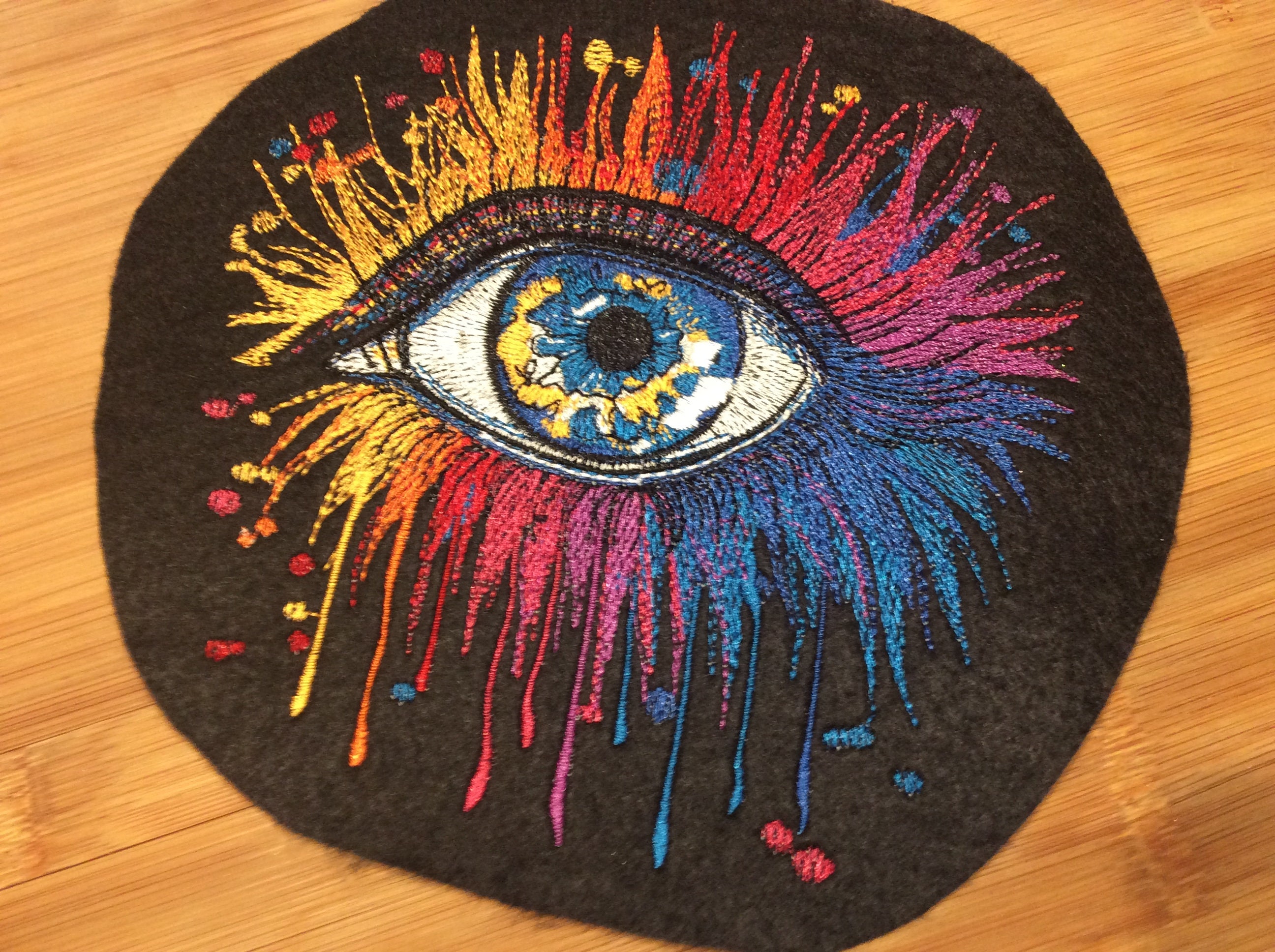 Embroidered Multi-Color Colorful Eye Sew/Iron-on Patch 3 Sizes Available by Twistedstitcher 2018 Located Abbotsford BC Canada - Thumbnail 6