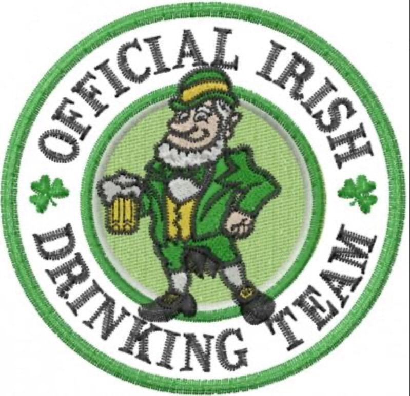 Embroidered Irish Drinking Team Crest Sew/Iron-On Patch St. Patrick’s Day Patch by Twistedstitcher 2018 Located in Abbotsford BC Canada