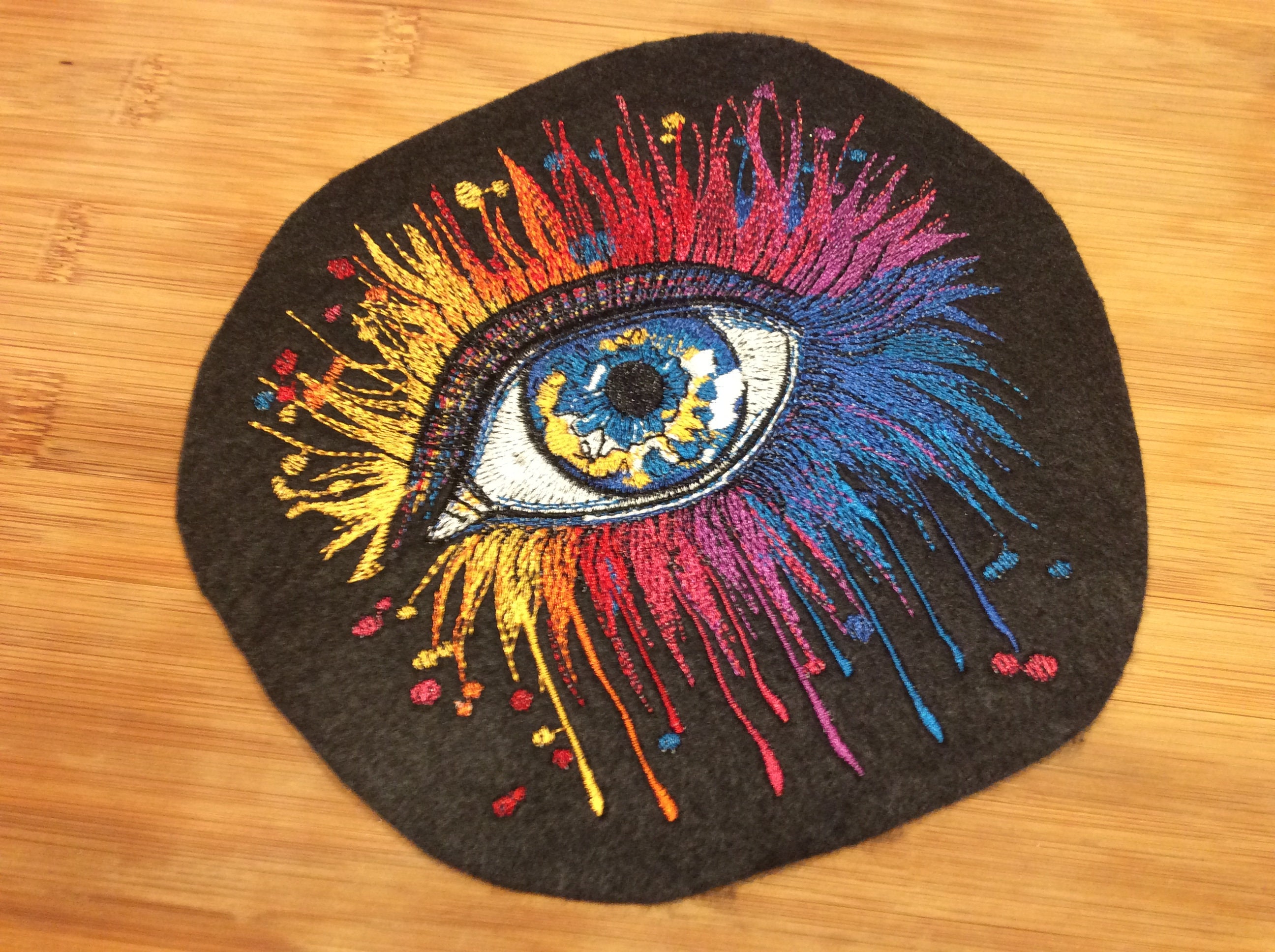 Embroidered Multi-Color Colorful Eye Sew/Iron-on Patch 3 Sizes Available by Twistedstitcher 2018 Located Abbotsford BC Canada - Thumbnail 4