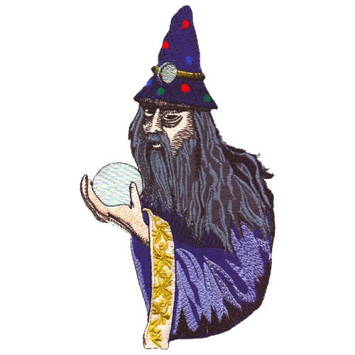 Embroidered Mystical Wizard with Crystal Ball 2 Size Sew/Iron-On Patch Celtic Border by Twistedstitcher 2018 Located in Abbotsford BC Canada - Thumbnail 7
