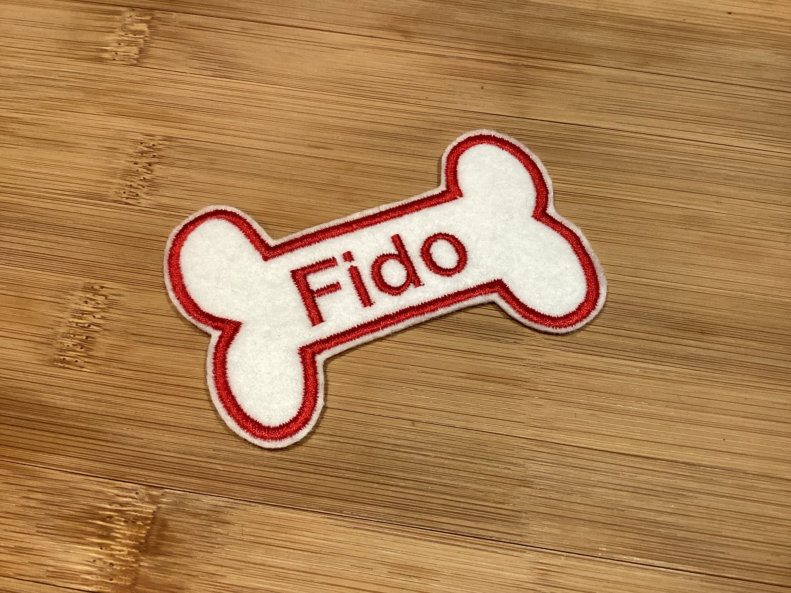 Embroidered Bone Shaped for Dog Name Tag Patch Sew/Iron-On Any Color Any Pet Name by TwistedStitcher 2018 Located in Abbotsford BC Canada - Thumbnail 5
