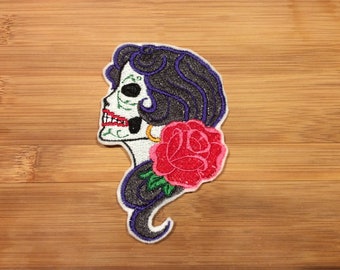 Embroidered Sugar Skull Lady’s Head Day of the Dead Women’s Skull Patch by Twistedstitcher 2018 Located in Abbotsford BC Canada