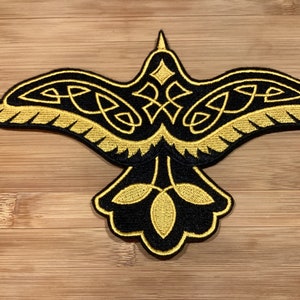 Embroidered Regal Knotwork Celtic Raven Bird Sew/Iron-On Patch 3 Sizes Available by Twistedstitcher2018 Located in Abbotsford BC Canada