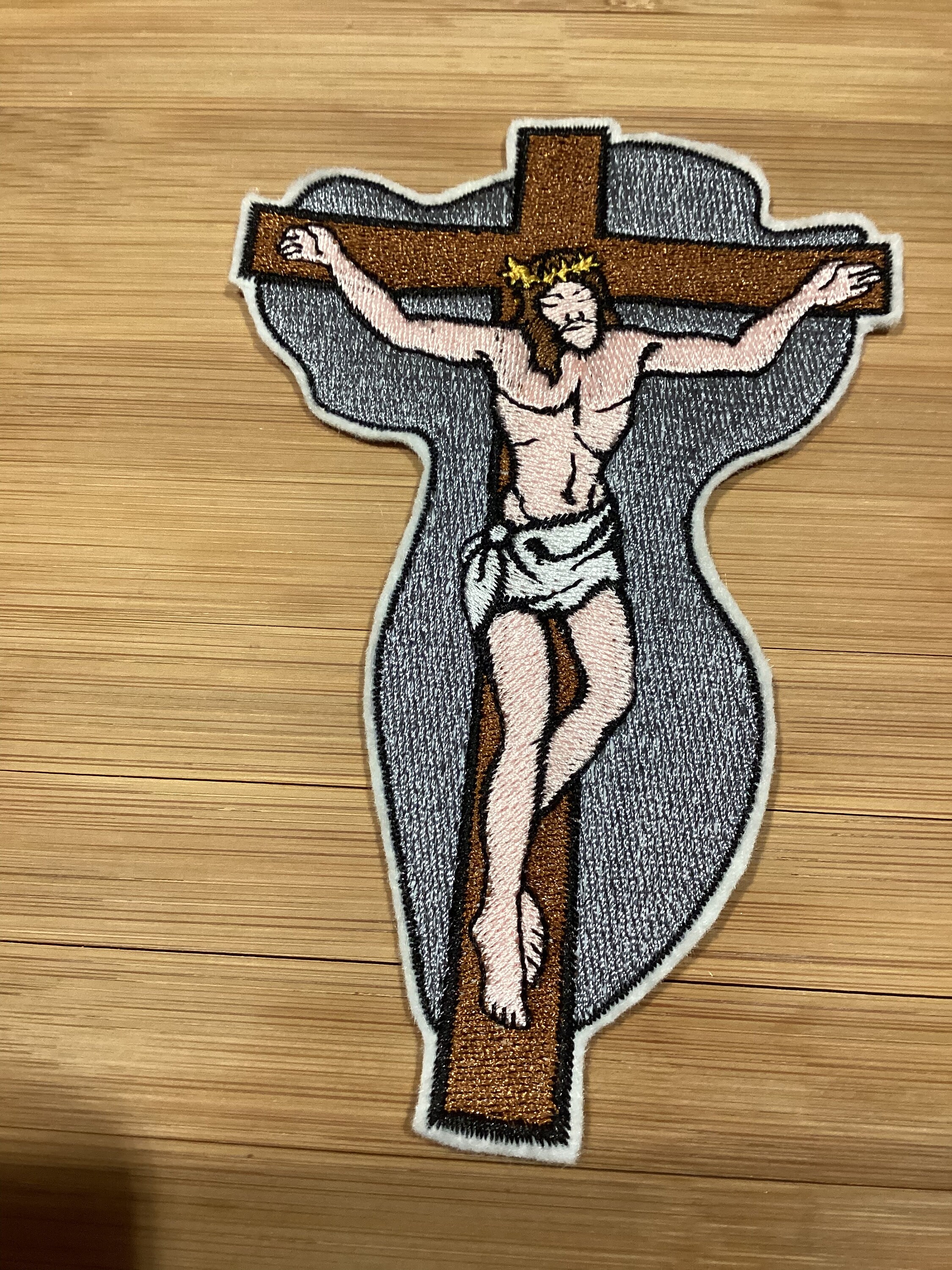 Embroidered Christ Crucifixion Patch Jesus Christ on the Cross Patch by Twistedstitcher2018 Located in Abbotsford BC Canada - Thumbnail 5