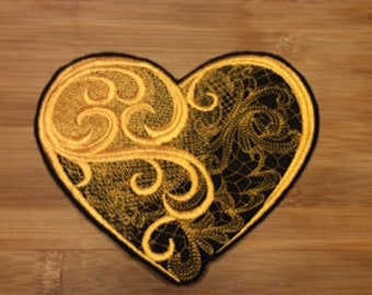 Embroidered Swirling Evanescing Heart Sew/Iron-On Patch by Twistedstitcher 2018 Located in Abbotsford BC Canada