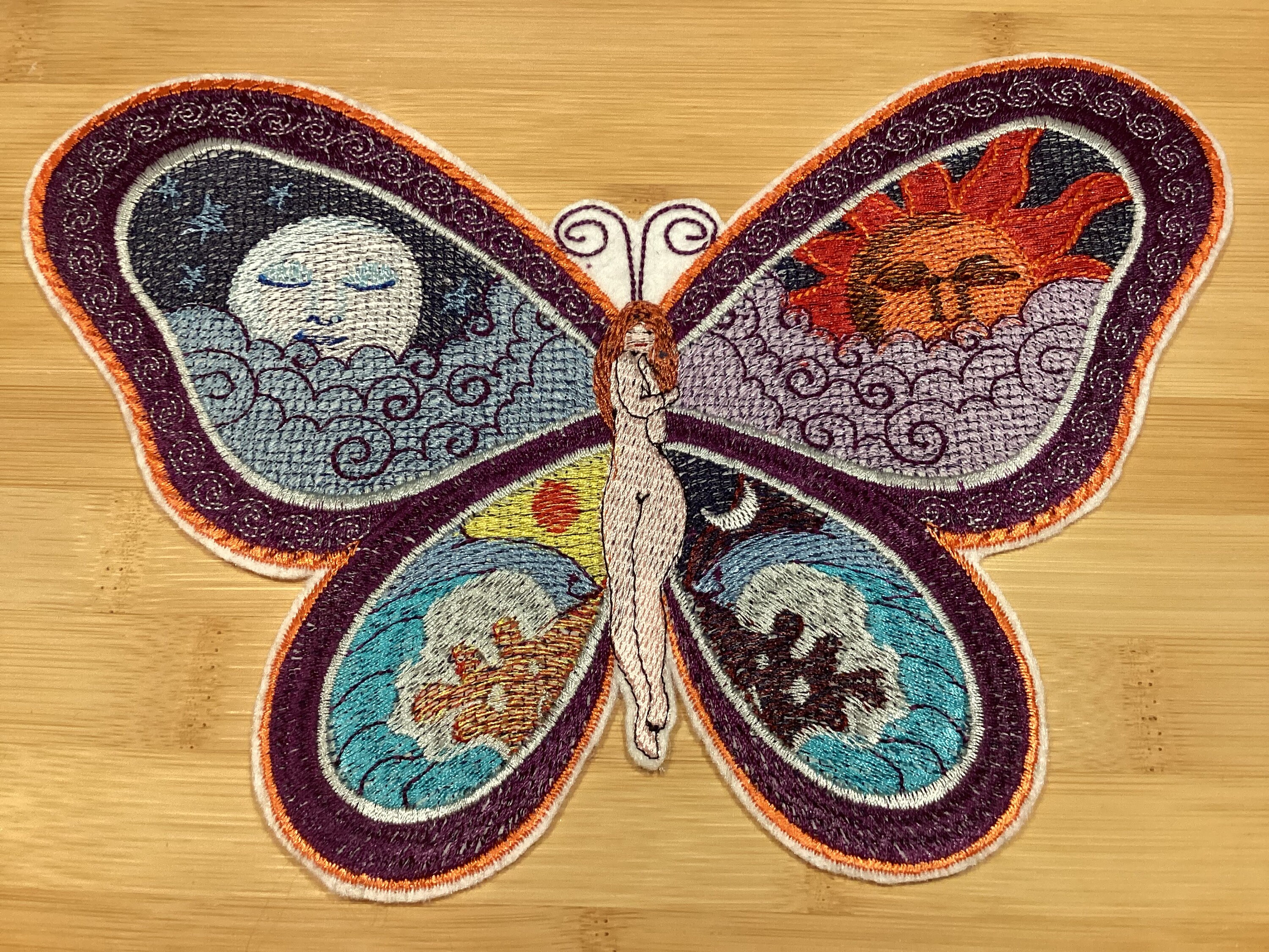 Embroidered Night and Day Butterfly Winged Fairy 2 Sizes Available by Twistedstitcher 2018 Located in Abbotsford BC Canada - Thumbnail 4