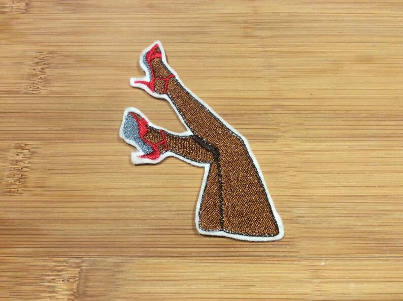 Embroidered Sexy Legs Pin-Up Patch 2 Skintones Available by Twistedstitcher 2018 Located in Abbotsford BC Canada Brown