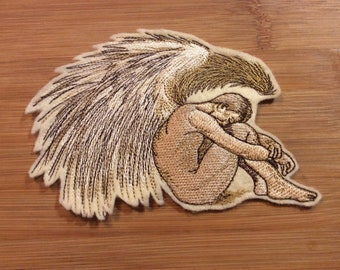 Embroidered Semi-Nude Man Angel Sew/Iron-On Patch Masculine Angel by Twistedstitcher2018