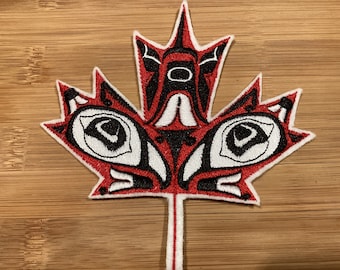 Gestickter kanadischer Ahornblatt Aufnäher: Aufnäher, Eco-Filz, Canada Pride