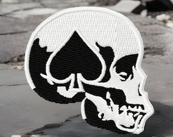 Embroidered Ace of Spades Skull Patch 2” x 1.96” inches Hat Size by Twistedstitcher2018