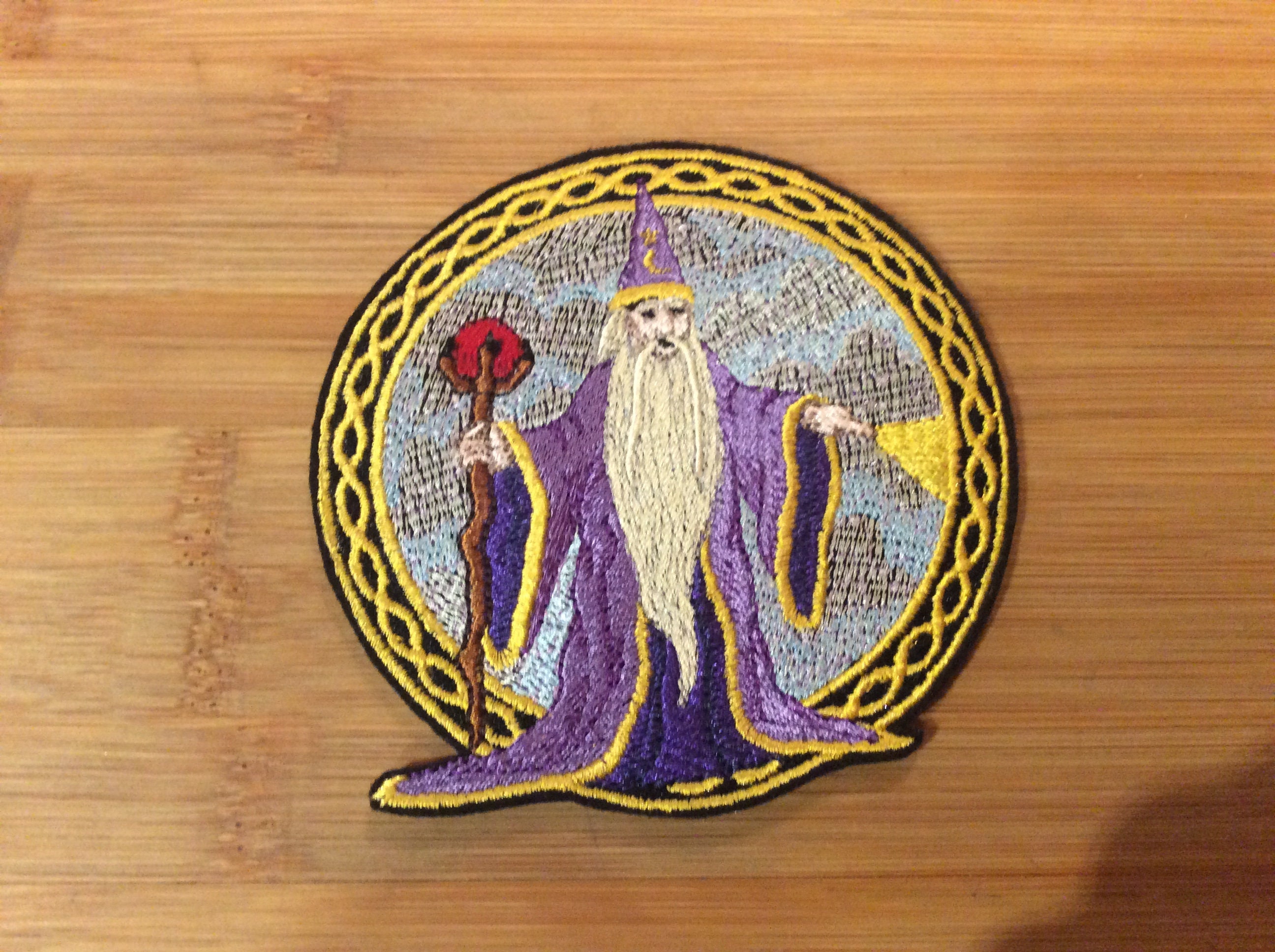 Embroidered Mystical Wizard Sew/Iron-On Patch Celtic Border 2 sizes available by Twistedstitcher 2018 Located in Abbotsford BC Canada - Thumbnail 3