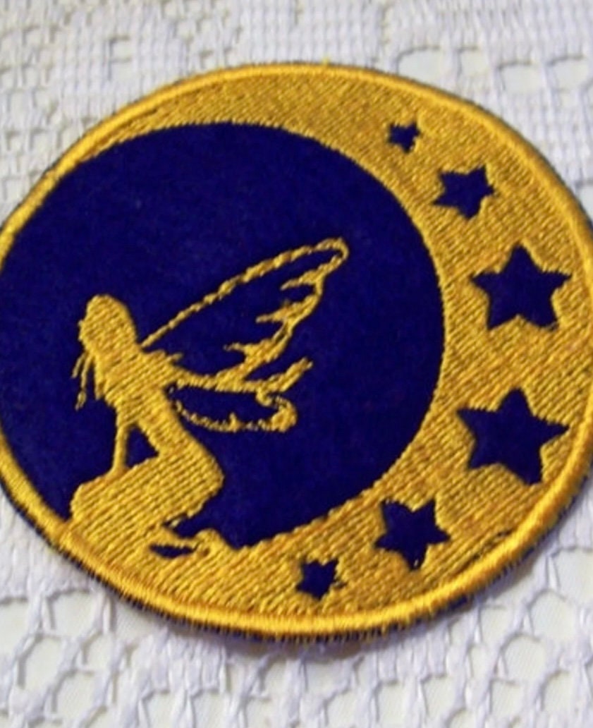 Embroidered Moon Fairy and Stars iron/sew on patch by Twistedstitcher 2018 Located in Abbotsford BC Canada - Thumbnail 3