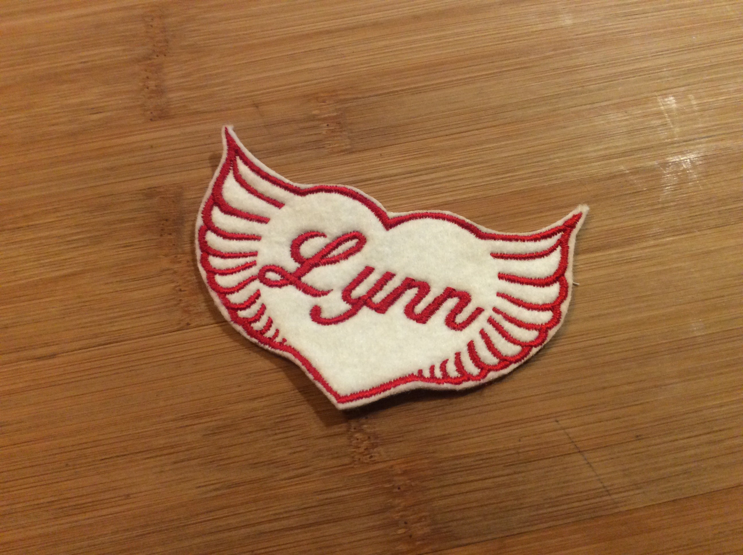 Embroidered Winged Heart Name Tag Sew/Iron-On Style Patch, Any Name Any Color Name Patch by TwistedStitcher 2018 in Abbotsford BC Canada - Thumbnail 5