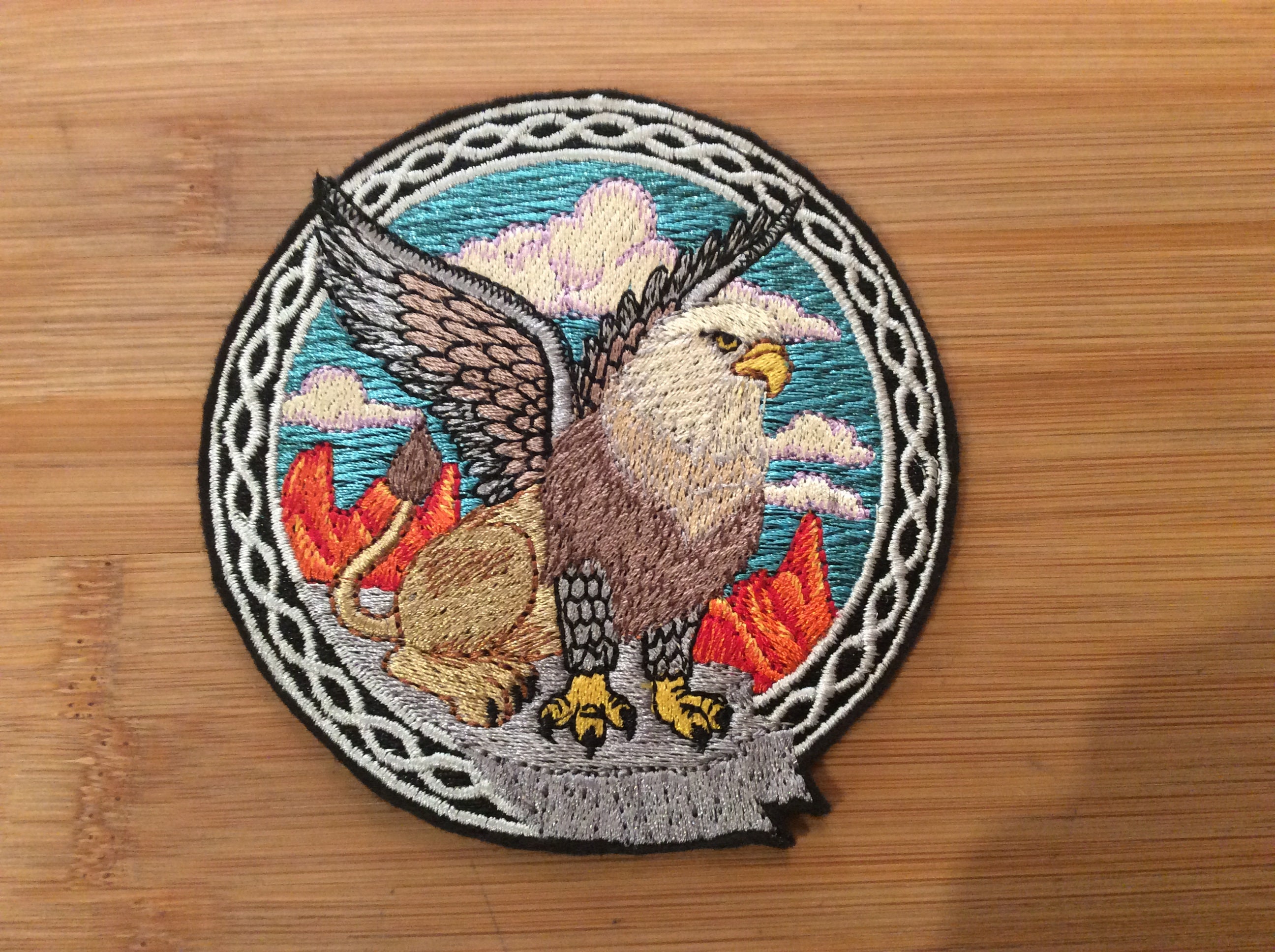 Embroidered Winged Griffin Mystical Creature Sew/Iron-On Patch 2 Sizes Available by Twistedstitcher 2018 Located in Abbotsford BC Canada - Thumbnail 2