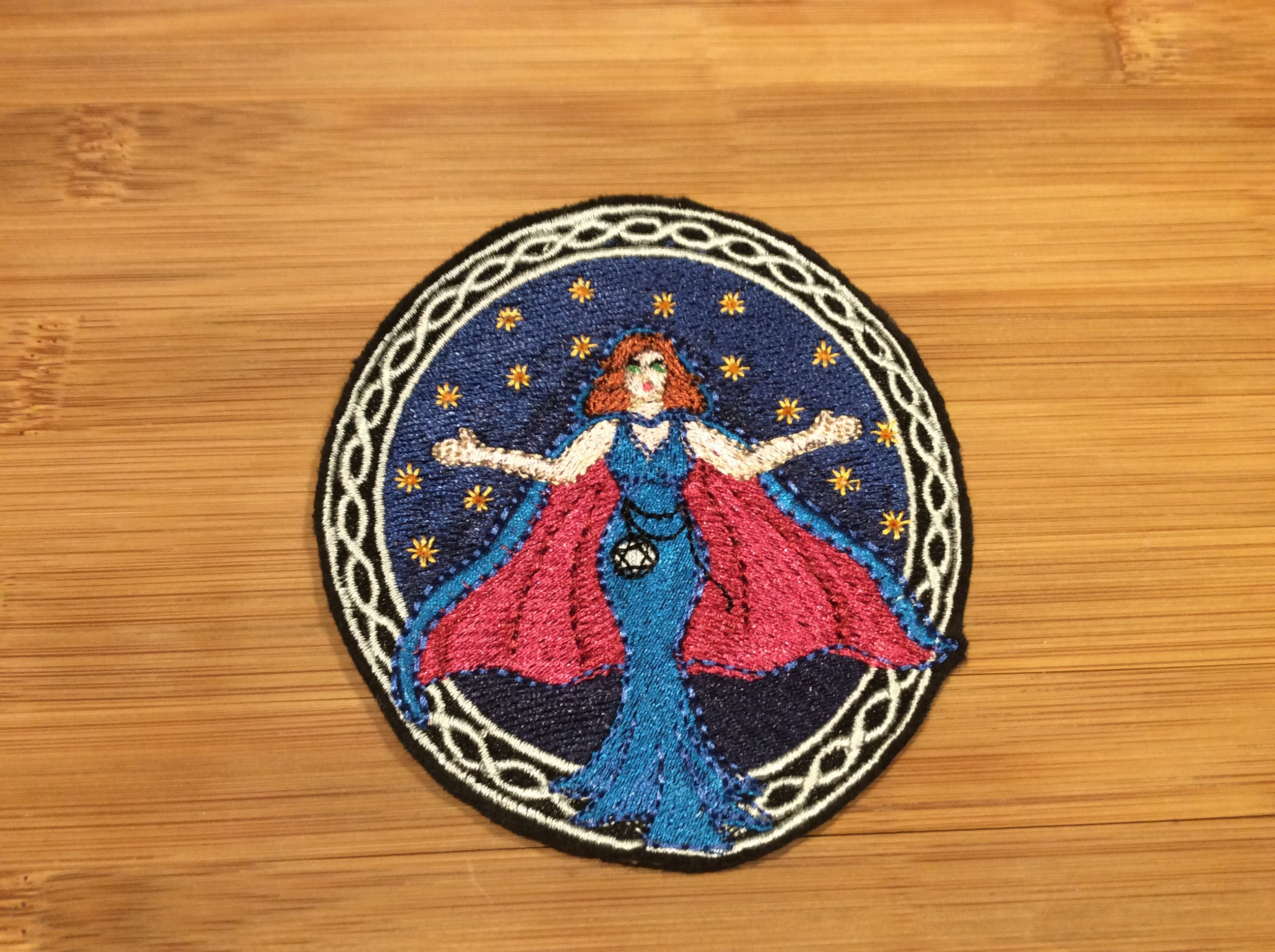 Embroidered Mystical Sorceress Sew/Iron-On Patch Celtic Border 2 Sizes Available by Twistedstitcher 2018 Located in Abbotsford BC Canada - Thumbnail 2
