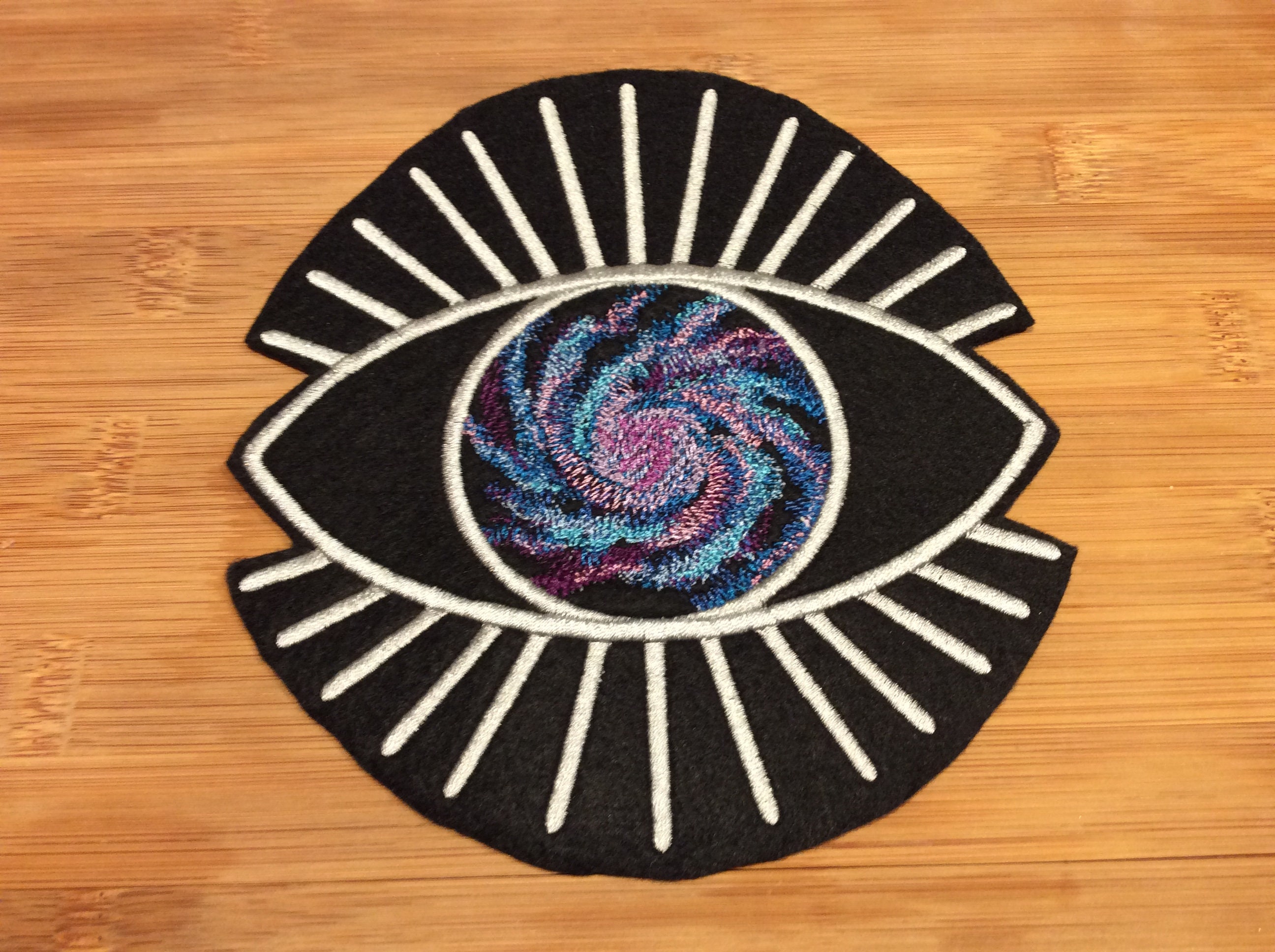 Embroidered Eye of the Galaxy Universe Sew/Iron-On Patch 3 Sizes Available by Twistedstitcher2018 Located in Abbotsford BC Canada - Thumbnail 2