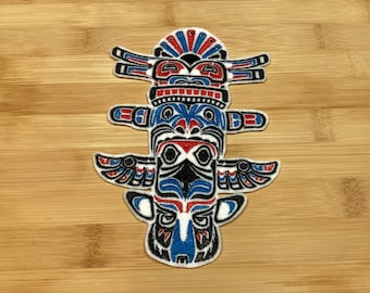 Embroidered Native Tribal Totem Pole Patch Sew/Iron-on Available by Twistedstitcher2018 Located in Abbotsford BC Canada