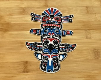 Embroidered Native Tribal Totem Pole Patch Sew/Iron-on Available by Twistedstitcher2018 Located in Abbotsford BC Canada