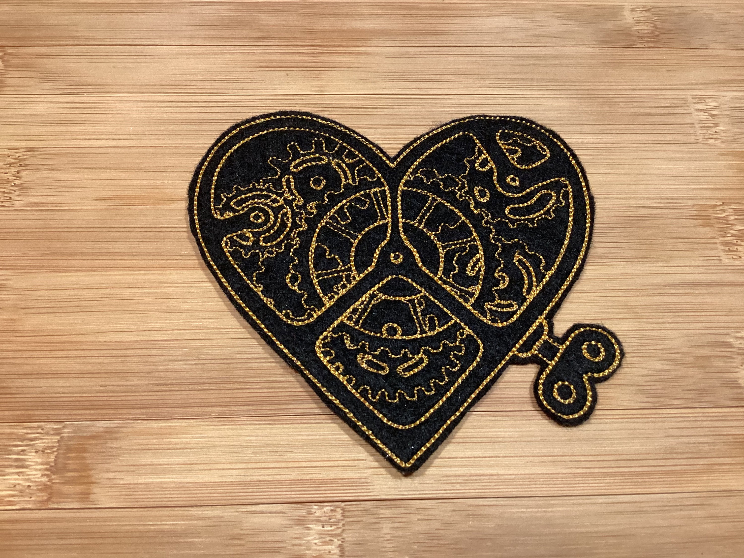 Embroidered Steampunk Mechanical Clockwork Heart Patch iron/sew-on 3 Sizes Available by Twistedstitcher 2018 Located in Abbotsford BC Canada - Thumbnail 3
