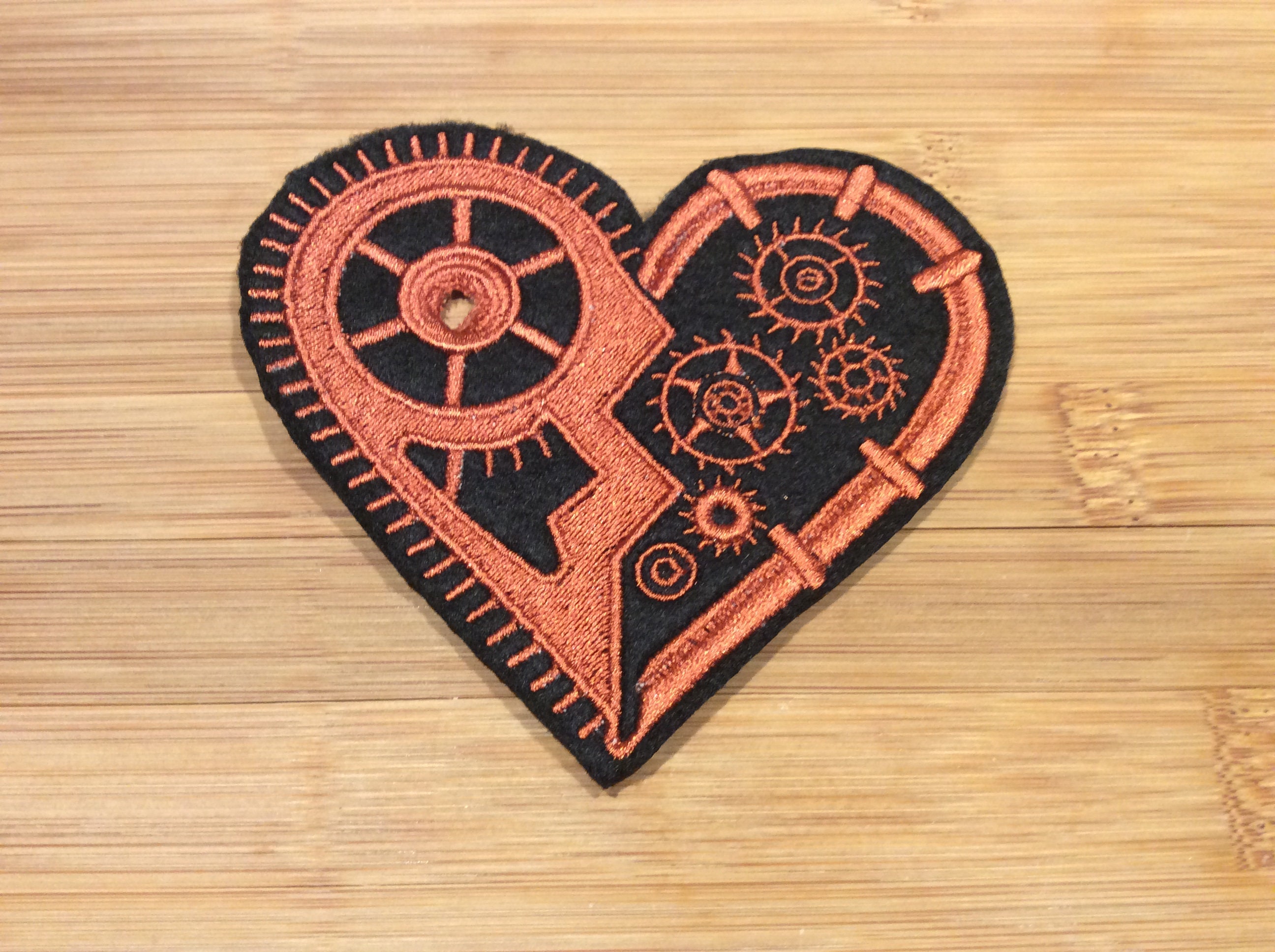 Embroidered Steampunk Mechanical Heart Patch iron/sew-on 4 Sizes Available by Twistedstitcher 2018 Located in Abbotsford BC Canada - Thumbnail 6