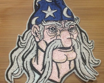 Embroidered Mystical Wizard Head Face Sew/Iron-On Patch by Twistedstitcher 2018 Located in Abbotsford BC Canada