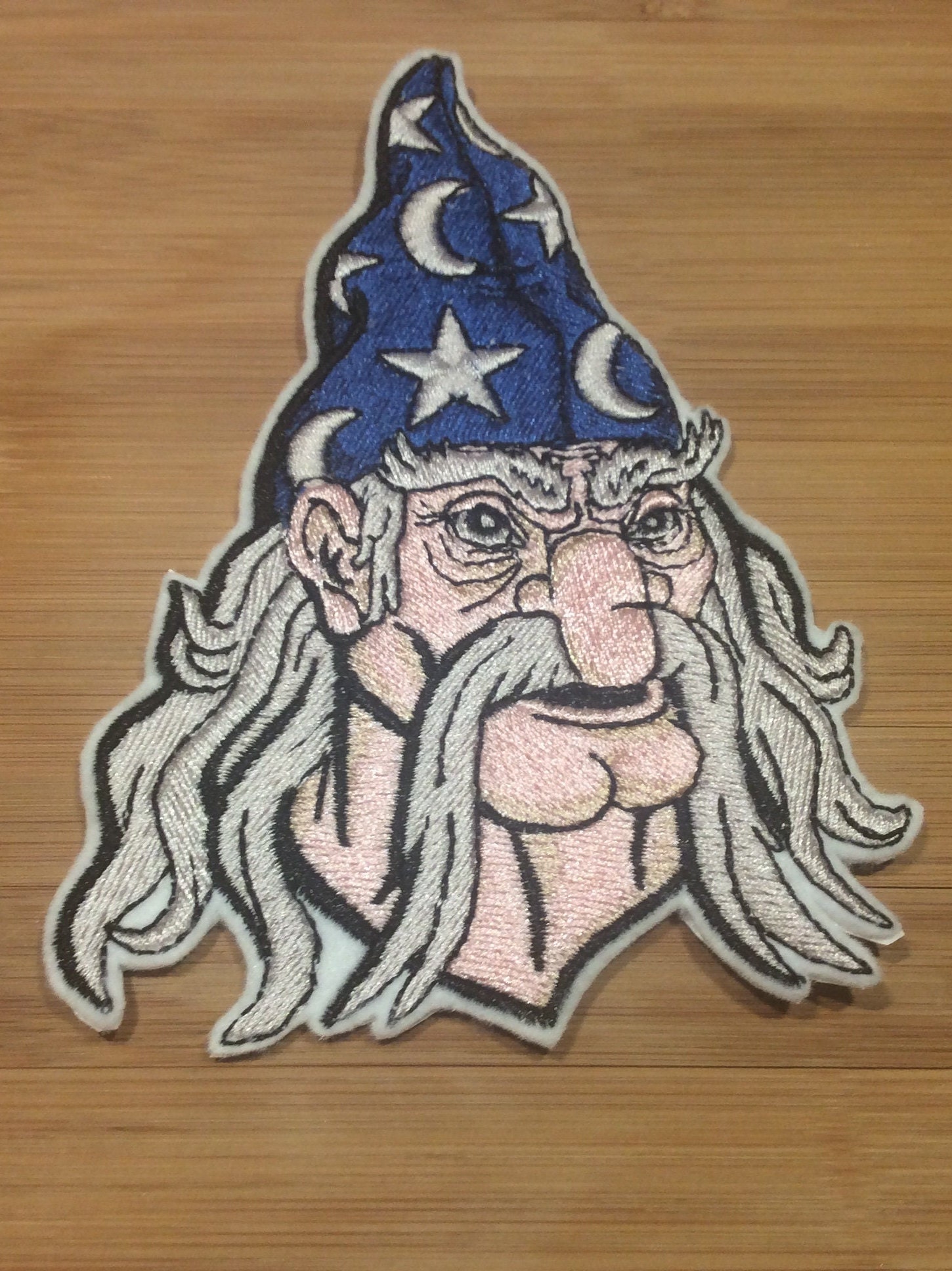 Embroidered Mystical Wizard Head Face Sew/Iron-On Patch by Twistedstitcher 2018 Located in Abbotsford BC Canada