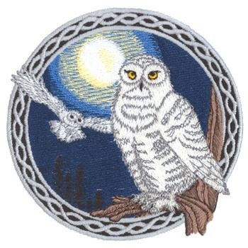Embroidered Snowy Owls Birds of Prey Sew/Iron-on Patch Celtic Mystical Creatures by Twistedstitcher 2018 Located in Abbotsford BC Canada - Thumbnail 4