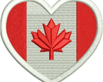 Embroidered Canada Flag Heart Shaped Sew/Iron-On Patch Oh Canada by Twistedstitcher2018 Located in Abbotsford BC Canada